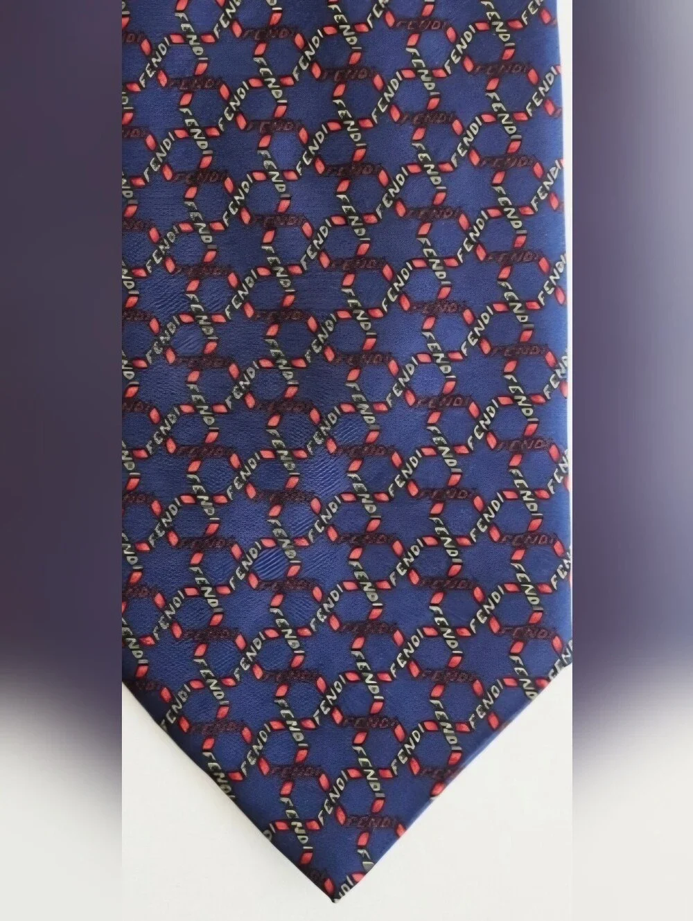 Fendi Navy Blue Silk Neck Tie